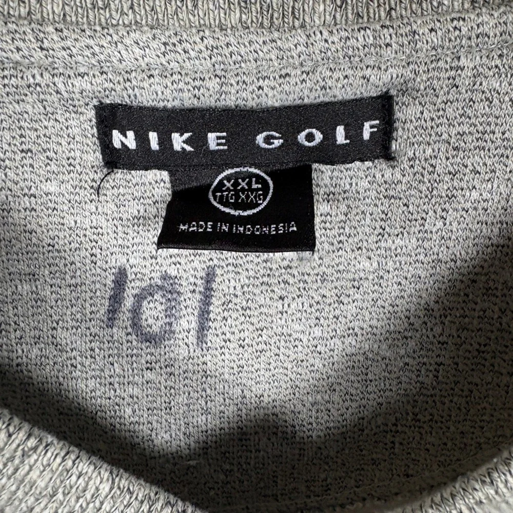 Vintage Nike Golf V-Neck Sweatshirt XXL Heather Grey Embroidered Crest Pullover